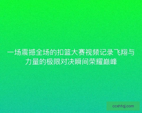 一场震撼全场的扣篮大赛视频记录飞翔与力量的极限对决瞬间荣耀巅峰