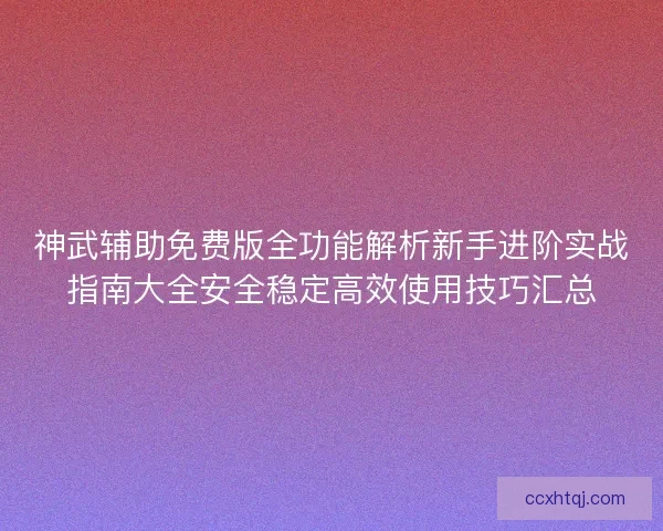 神武辅助免费版全功能解析新手进阶实战指南大全安全稳定高效使用技巧汇总